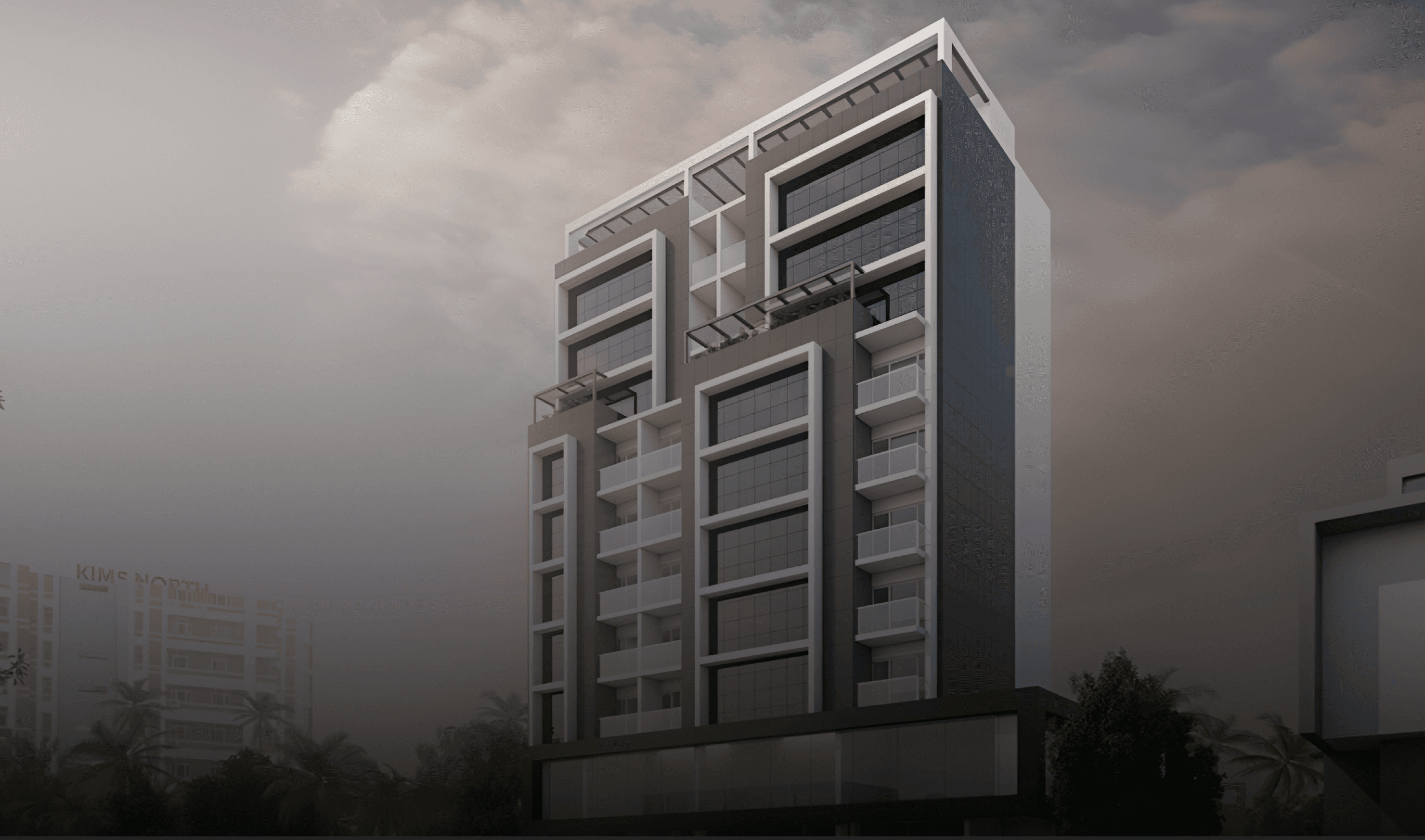 Hands holding holographic city buildings